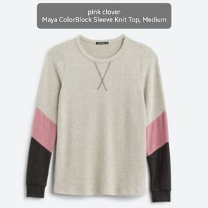 Pink Clover Maya color block sleeve knit top, medium